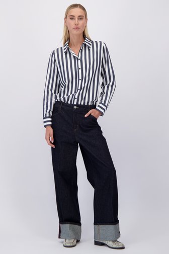 Donkerblauwe jeans met omslag – Wide leg fit