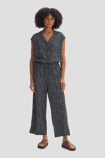 Voorkant van Donkerblauwe jumpsuit met witte print door Opus voor Dames