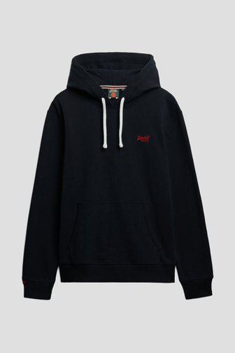 Voorkant van Donkerblauwe katoenen hoodie door Superdry voor Heren