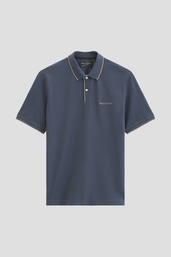 Productfoto 1 van Donkerblauwe polo met beige details door Marc O'Polo voor Heren