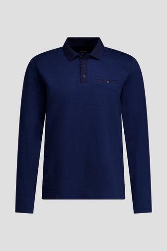 Voorkant van Donkerblauwe polo met lange mouwen door Dansaert Blue voor Heren