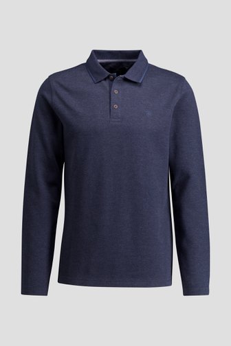 Voorkant van Donkerblauwe polo met lange mouwen door Dansaert Blue voor Heren