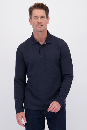 Voorkant van Donkerblauwe polo met lange mouwen door Dansaert Blue voor Heren
