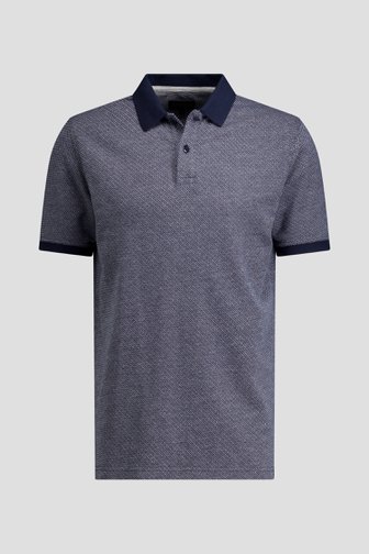 Productfoto 1 van Donkerblauwe polo met ruitmotief en korte mouwen door Ravøtt voor Heren