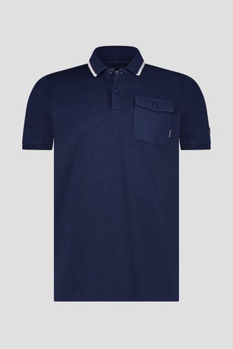 Donkerblauwe polo met witte boord van Bluefields voor Heren