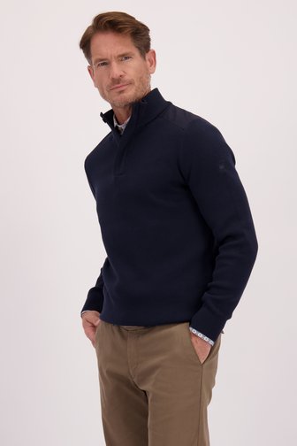 Voorkant van Donkerblauwe trui met ritskraag door Dansaert Blue voor Heren