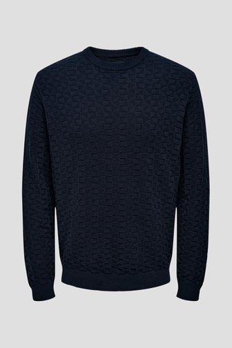 Productfoto 1 van Donkerblauwe trui met ronde hals door Only & Sons voor Heren