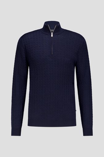 Productfoto 1 van Donkerblauwe wollen trui met rits  door Matinique voor Heren