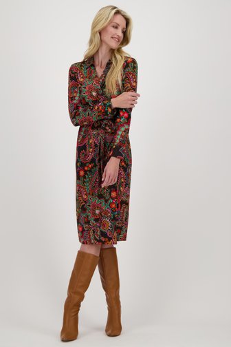 Donkerbruin kleedje met kleurrijke paisleyprint van Claude Arielle voor Dames