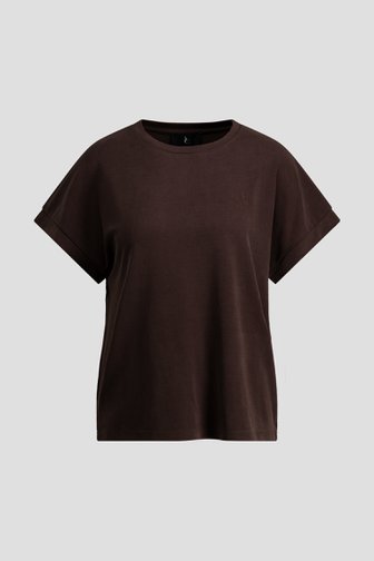 Voorkant van Donkerbruin T-shirt met korte mouwen door AC by Annelien Coorevits voor Dames