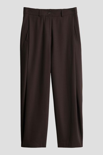 Voorkant van Donkerbruine broek met elastische tailleband  door Opus voor Dames
