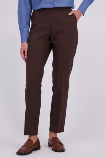 Voorkant van Donkerbruine broek met tapered fit door More & More voor Dames