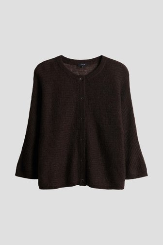Voorkant van Donkerbruine cardigan met 3/4 mouwen door Opus voor Dames
