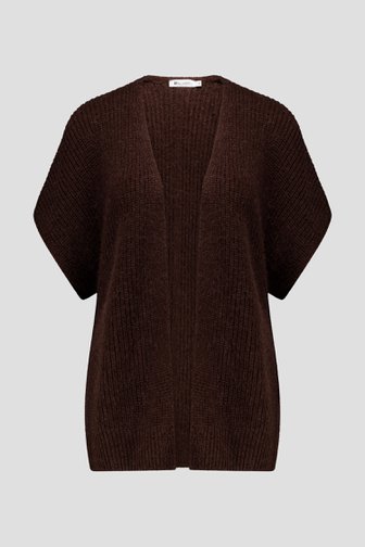 Voorkant van Donkerbruine gebreide cardigan met wol en mohair door D'Auvry voor Dames