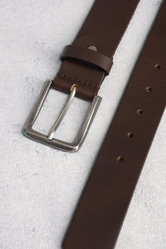 Donkerbruine lederen riem van Liberty Island voor Heren