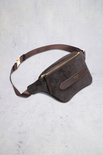 Voorkant van Donkerbruine suède crossbodytas door Crinkles voor Dames