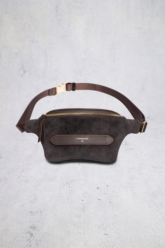Voorkant van Donkerbruine suède crossbodytas door Crinkles voor Dames