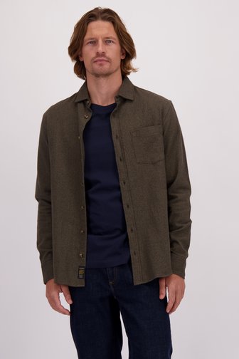 Voorkant van Donkergroen flanellen hemd - Regular fit  door Ravøtt voor Heren