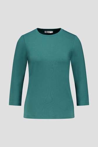 Voorkant van Donkergroen T-shirt met 3/4 mouwen door Liberty Loving nature voor Dames