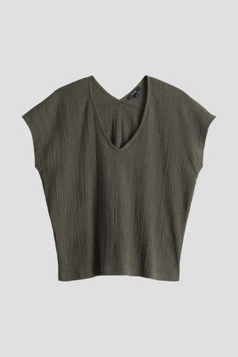 Donkergroen T-shirt met structuur van Opus voor Dames