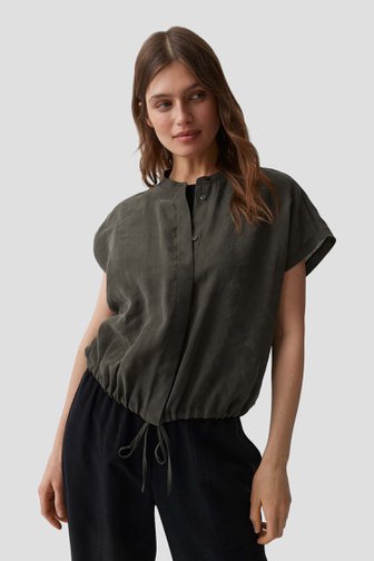 Voorkant van Donkergroene blouse met korte mouwen  door Opus voor Dames