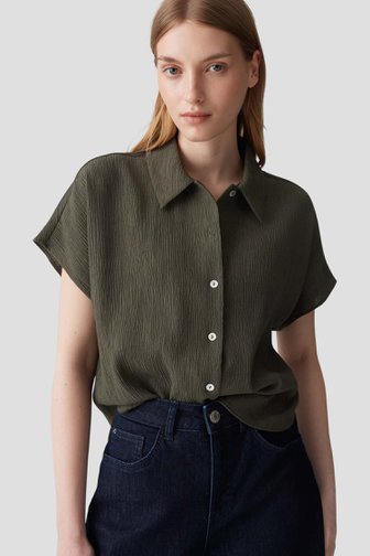 Voorkant van Donkergroene blouse met structuur door Opus voor Dames