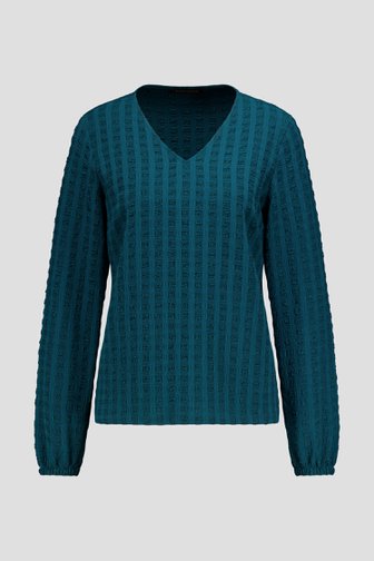 Voorkant van Donkergroene blouse met V-hals door Claude Arielle voor Dames
