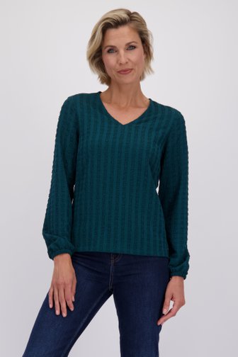 Voorkant van Donkergroene blouse met V-hals door Claude Arielle voor Dames