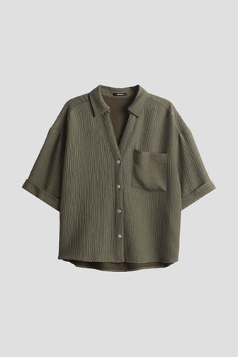 Voorkant van Donkergroene blouse uit structuurstof door Opus voor Dames