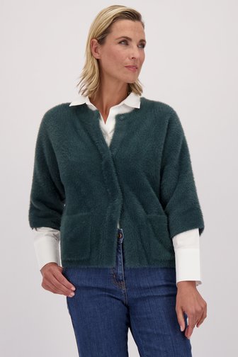 Voorkant van Donkergroene cardigan met lange mouwen door Claude Arielle voor Dames