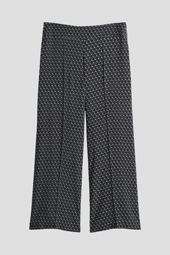 Voorkant van Donkergroene culotte met grafische blauwe print  door Opus voor Dames