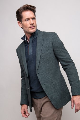 Extra foto 5 van Donkergroene gemêleerde blazer - Regular fit door Dansaert Blue voor Heren