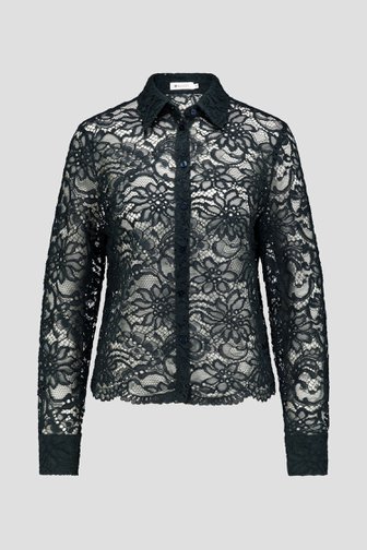 Voorkant van Donkergroene kanten blouse door D'Auvry voor Dames