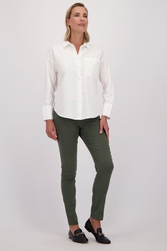 Voorkant van Donkergroene stretchbroek met elastische taille door Claude Arielle voor Dames