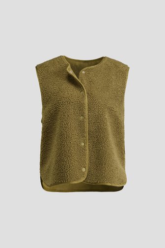 Voorkant van Donkergroene teddy bodywarmer door Libelle voor Dames