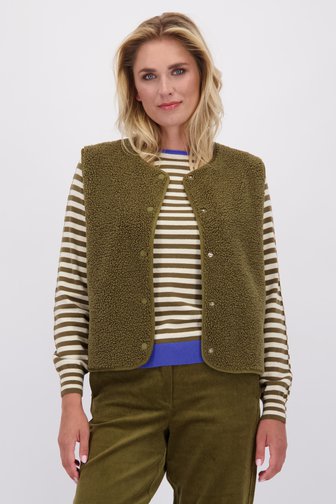Voorkant van Donkergroene teddy bodywarmer door Libelle voor Dames