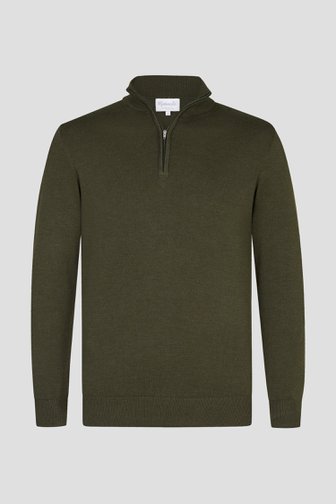 Michaelis Donkergroene trui met korte rits