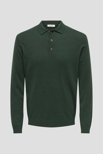 Productfoto 1 van Donkergroene trui met kraagje door Only & Sons voor Heren