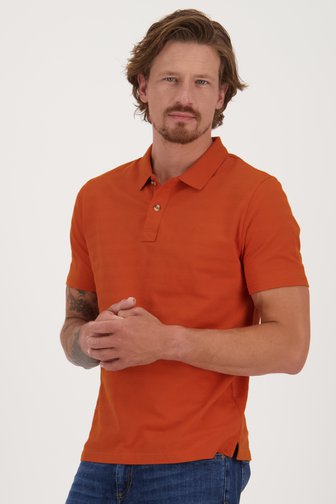 Ravøtt Donkeroranje polo met gestreept motief