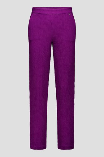 Voorkant van Donkerpaarse broek met gewafelde structuur door Claude Arielle voor Dames