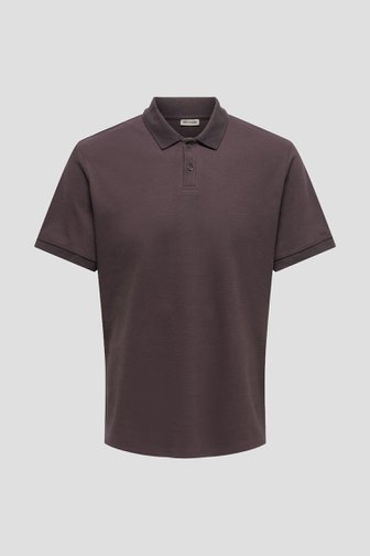 Voorkant van Donkerpaarse polo met korte mouwen door Only & Sons voor Heren