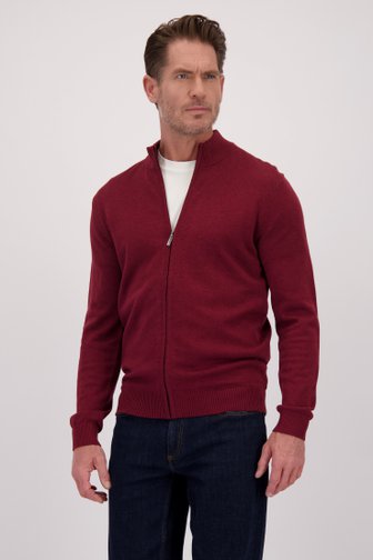Voorkant van Donkerrode cardigan met rits door Dansaert Blue voor Heren