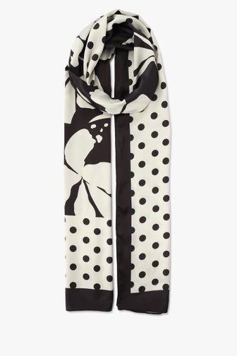 Echarpe écru-noir à fleurs et pois de D'Auvry pour Femmes