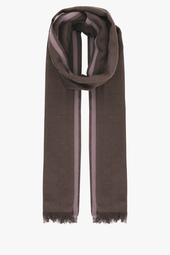 Écharpe en coton brun avec bordure violette de Upper East pour Hommes