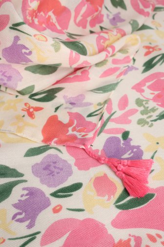 Echarpe florale en beige, rose et violet de Liberty Island pour Femmes