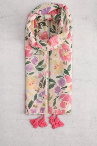 Echarpe florale en beige, rose et violet de Liberty Island pour Femmes