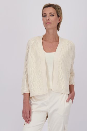 Ecru ajour gebreide cardigan van Barbara Lebek voor Dames