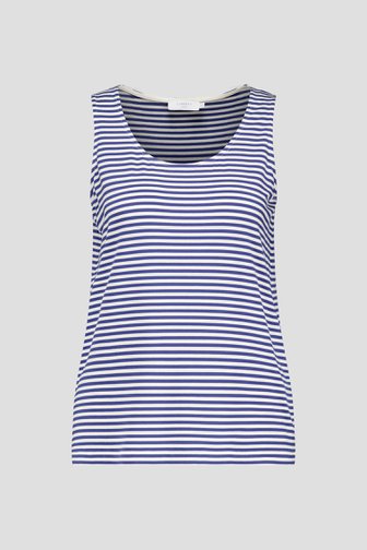 Ecru-blauw gestreept topje met brede bandjes van Liberty Island voor Dames