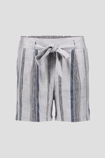 Ecru-blauwe paperbag short met gestreept motief van Geisha voor Dames