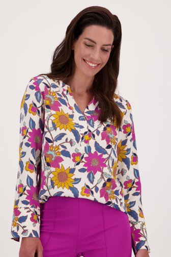 Claude Arielle Ecru blouse met bloemenprint